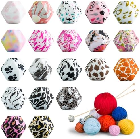 20Pcs Knitting Needle Stoppers Hexagon Knitting Needle Point Protectors fit Size US 2.5-13 (3mm-9mm) Needles for Beginners Knitting Crochet Hand DIY Supplies Accessories