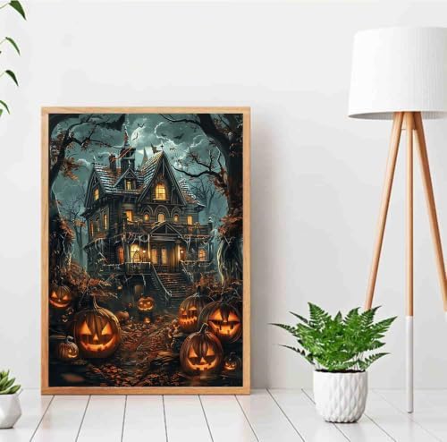 Pumpkin House Paint by Numbers Kit for Adults Beginners 19.6X15.7 inch
