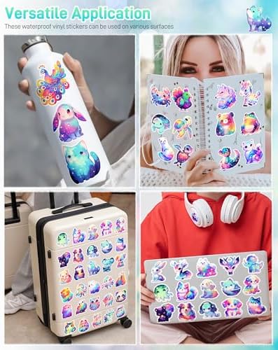 100 Pcs Cute Rainbow Animal Stickers Pack for Kids Girls Teens