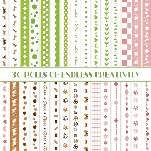 EORTA 30 Rolls Pastel Floral Washi Tape Set, Thin 5mm Skinny Masking Tape, Decorative Planner Tape for Scrapbooking, Journaling, Gift Wrapping & DIY Crafts (Soft Aesthetic Tones, 5mm)