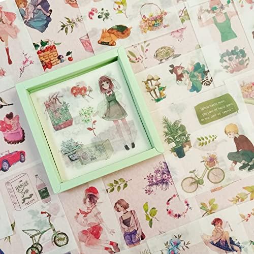 Washi Paper Boxed Stickers Set 50 Sheets - Decorative Sticker for Scrapbooking, Kid DIY Arts Crafts, Album, Bullet Journaling, Junk Journal, Planners, Calendars and Notebook