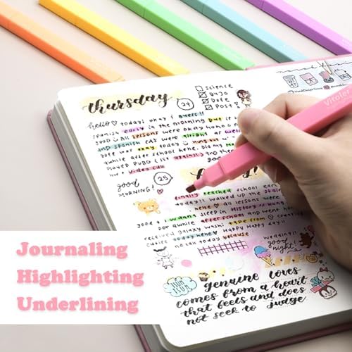 Vitoler Highlighters Assorted Colors,Chisel Tip No Bleed,12 Pack | long lasting ,Aesthetic,high quality for bible study,books,journal,writing,school office