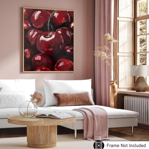 AIBOERL Diamond Art Kits for Adults,Cherry Diamond Painting Wall Decor | Round Drill Cherry Diamond Painting for Beginners DIY Rhinestone 5D Diamond dots(Gemstone Craft)Wall Art Gift 12x16IN