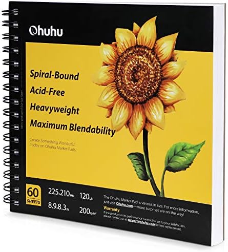 Ohuhu 8.3"x8.3" Marker Paper Pad Art Sketchbook for Drawing and Sketching