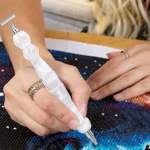 Praise V Do Thin Version Stainless Steel Diamond Painting Art Drilling Pen Kit with Screw Silver Metal Tips Nib Placer Roller Tool Accessories, Ergonomic Diamond Art Pen for 5D Diamond Paint Bead Dot