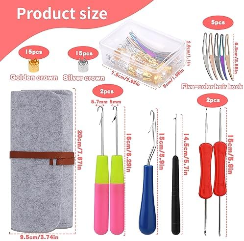 QMNNMA Crochet Needle for Loc, 48 Pcs Dreadlock Crochet Hook for Hair