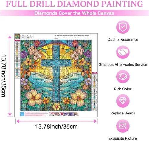 Christian Diamond Art Kit for Adult-Cross Diamond Painting Wall Art 14x14IN