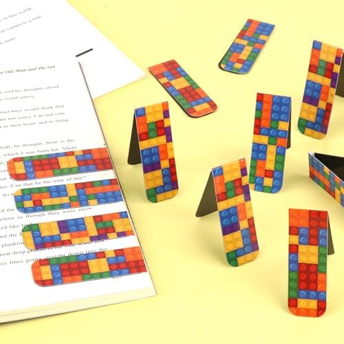 48 Pcs Magnetic Bookmark, Building Block Magnetic Bookmark Magnetic Page Markers Clips for Kids Students Teachers Reading Book Lovers Supplies Party Favors (3 Styles)