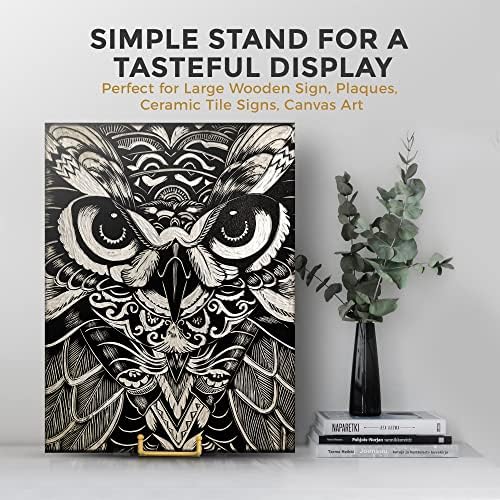 TR-LIFE 10 Inch Large Plate Stands/Holder for Display - Metal Picture Frame Holder Stand + Small Easels for Decorative Plate, Platter, Book, Plaques, Photo, Tabletop Art (Gold 2 Pack)