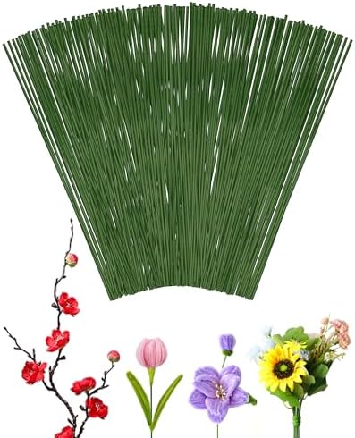 100 PCS 18 Gauge Green Floral Wire Stems for Artificial Flower Making,Flexible Paddle Wires for Crafts Festival Flowers,Garland and Floral Arrangements,Florist Wire,Flower Wires for Crafts