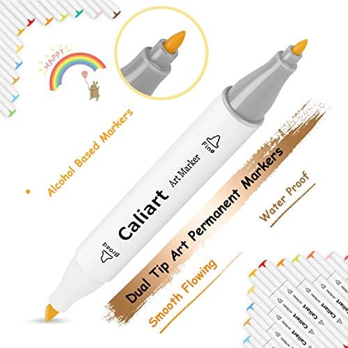 Caliart Alcohol Markers 168 Colors Dual Tip Art Markers for Adult Coloring | Fine & Chisel Permanent Alcohol Based Markers Set with Case for Artists Beginners Drawing Illustration Sketching Painting
