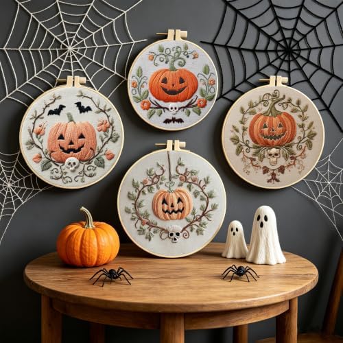 Embroidery Kit for Beginners & Adults with Pumpkin Pattern