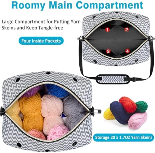 IBFUN Crochet Yarn Knitting Bag Organizer for Knit Accessories Hooks