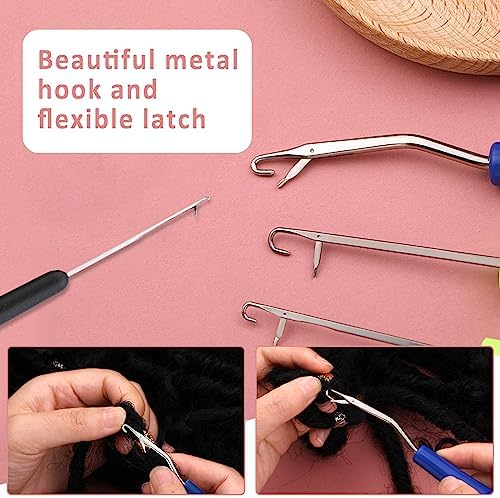 QMNNMA Crochet Needle for Loc, 48 Pcs Dreadlock Crochet Hook for Hair