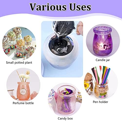 Larcenciel Jar Resin Molds Silicone with 5pcs Cork Lids, Cute Bottle Silicone Molds for Epoxy Resin, DIY Molds for Jar, Storage Bottle, Jewelry Candy Container, Flower Pot, Home Decoration Gifts