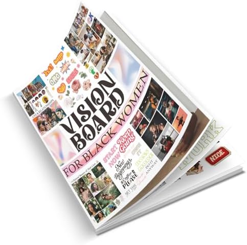EggSun Vision Board Supplies with 1200+ Images & Quotes Collage Magazine Book, Wall Clip Art Scrapbook Journal Kit for Vision Board Making Beginners Women Men Teen Girls Room Decors (Black Women)