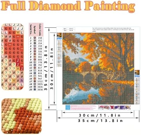 KYOQFVN Landscape Diamond Art Kits for Adults, Fall Diamond Painting Kits for Adults, 5D DIY Lake Paint with Diamond Beads Craft Home Wall Decor 14x14 inch