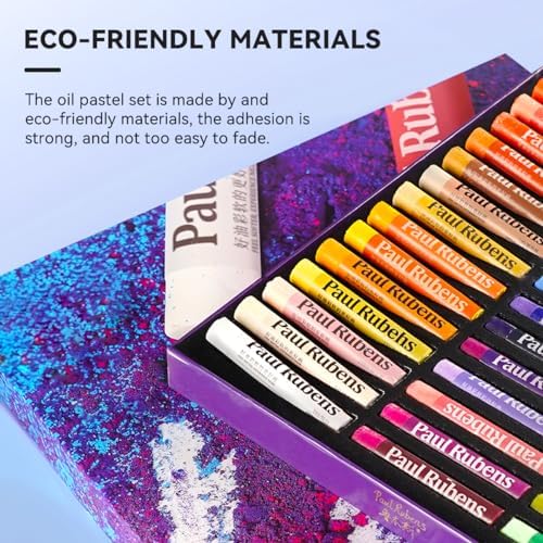 Paul Rubens Oil Pastels Set with 50 Colors Artist Soft Oil Pastels+6 Pcs White Oil Pastels+8.7 x 11.7 Inches Oil Pastel Book（30 Sheets）+5 Palette Knives for Artists, Professionals, Student, Hobbyist