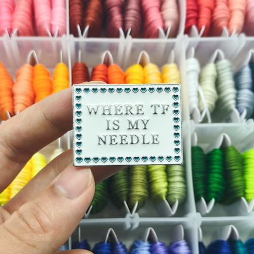 Needle Minder for Keeping Sewing & Embroidery Needles – Magnetic Needlepoint Holder, Cross Stitch Supplies – Secure & Decorative Needle Minders for Stitching & Crafting (Where TF is My Needle)