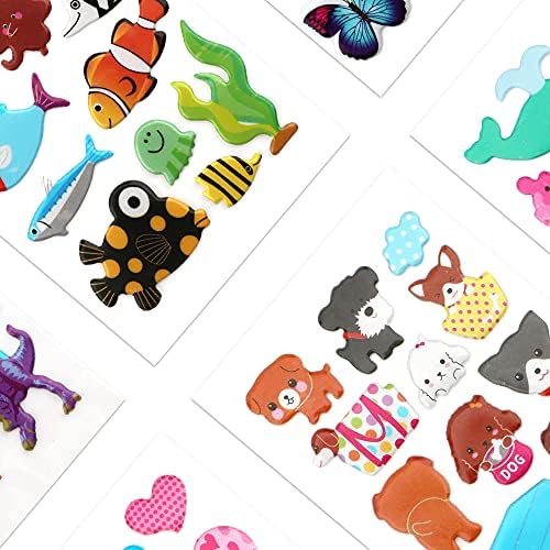 Puffy 3D Sticker for Kid & Toddler 500+ Variety Pack Cute Scrapbook Sticker | Craft for Scrapbooking Journal Gifts and Rewards Including Animal, Numbers, Fruits, Fish, Dinosaurs, Cars and More…