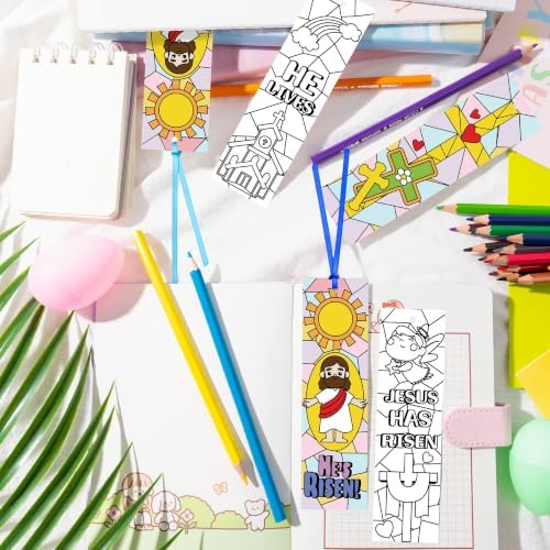 72Pcs Easter Color Your Own Bookmarks, Coloring Blank Bookmarks for Kids