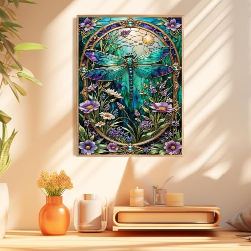 Dragonfly Diamond Art Kits for Adults Beginners, Diamond Painting 12x16 in | Diamond Painting Kits for Adults Beginners, Gem Art, 5D Full Drill, DIY Arts and Crafts for Gift Home or Decor