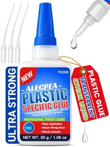 ALECPEA Super Glue for Plastic 30g, Thick Plastic Adhesive with 3 Droppers