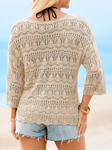 Saodimallsu Womens Crochet Cover Up Sweater Tops