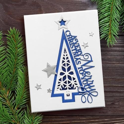 Lapoo Christmas Metal Cutting Die for Scrapbooking, 3D Backgrounds Frame Cutting Dies DIY Album Card Making Decor Paper Metal Die Cuts Party Wedding Decorations (Christmas Tree 3 5.1 x 4.5 in)