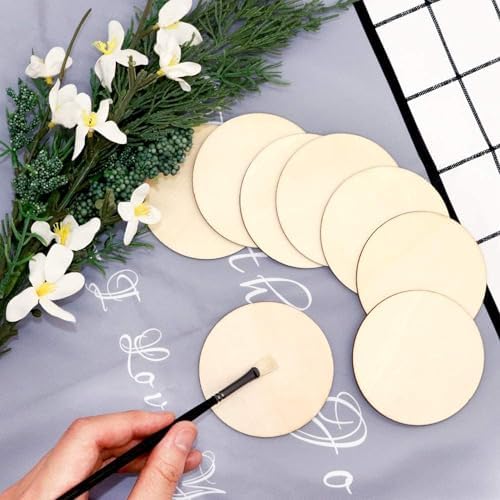 120 Pcs Unfinished Wood Circle Coins, 2 Inch Natural Wood Slices, Disc Blank Natural Ornaments for Decoration DIY Craft Art Supplies (Round 2 x 2 x 0.12 inches)
