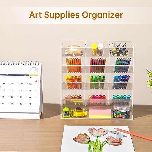 BEYGORM Acrylic Vertical Marker Organizer for 150 Markers, Desk Orgaizer