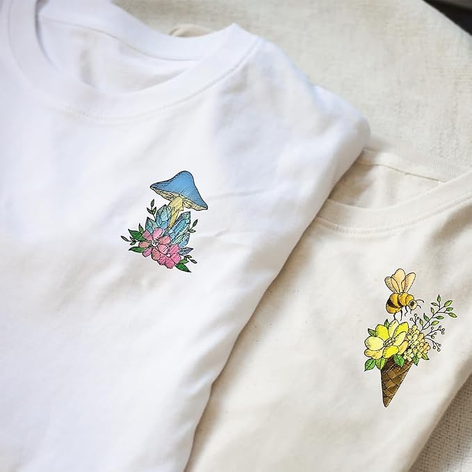 ORIGACH 4 Sheets 105 Pcs Water Soluble Embroidery Patterns Stabilizers - Pre-Printed Floral, Flowering Shrubs & Leaves Designs - Stick & Stitch Embroidery Paper for Hand Sewing Lovers