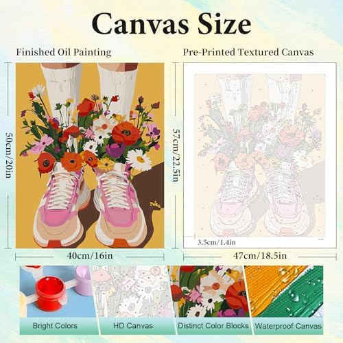 Paint by Numbers Kit for Adults, Sneakers DIY Painting Kit, 16x20 Inch