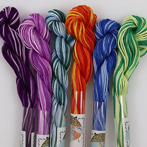 KCS Big skeins of 25 Meters Size 25 Color Variegated Cross Stitch Stranded Threads,6 skeins,04