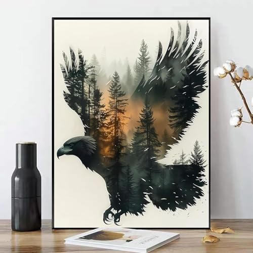 xcemhil Eagle Paint by Numbers Kit for Adults, Eagle Painting by Numbers, Adult Paint by Number Kits Suitable for Gifts and Interior Decor 16x20 Inch