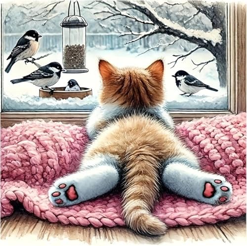 JAKI Cat Paint by Numbers kit for Adults-Cat Paint by Numbers kit for Kids,DIY Acrylic Oil Painting Adult Paint by Number Kits for Gift Home Wall Decor 16 x 16 incm