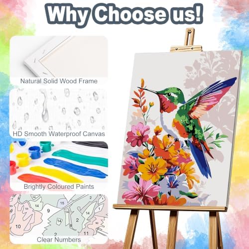 Hummingbird Framed Paint by Numbers Kit for Adults Beginner 8x12 inch