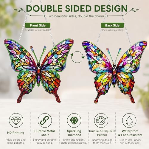 Butterfly Hanging Diamond Art Kits for Adults, Diamond Painting Suncatchers