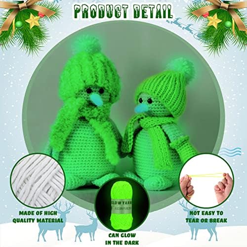 WILLBOND 5 Rolls Glow in The Dark Yarn for Crocheting, Classic