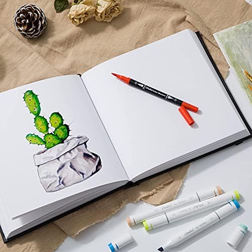 Ohuhu 8.3"x8.3" Mix Media Pad Art Sketchbook 78 Sheets for Painting Drawing | Square Sketch Book - 120 LB/200 GSM Heavyweight Paper -Hardcover Mixed Media Sketch Pad for Watercolor Acrylic Christmas Gift