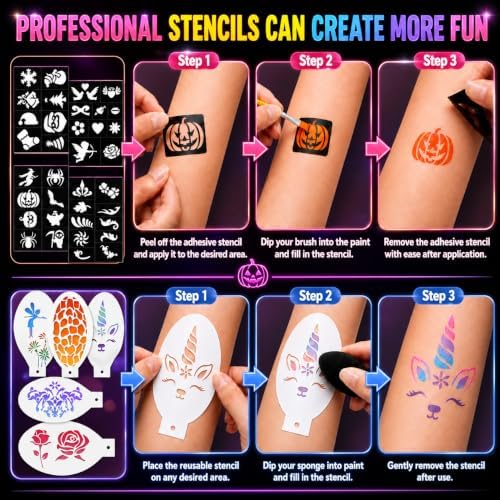26-Color Water Activated Face Paint Palette+12-Color Body Paint Oil Palette