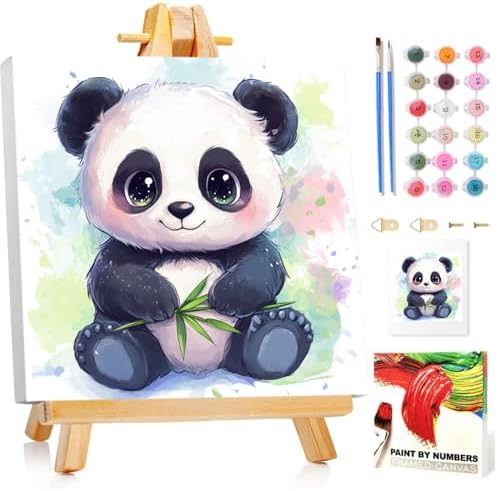 Panda Paint by Numbers Kit for Kids, 8x8 inch