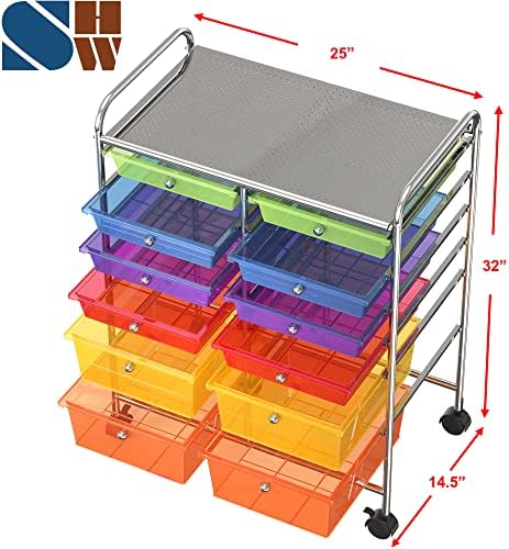 Simple Houseware 12 Drawers Rolling Utility Cart Organizer, Multicolor