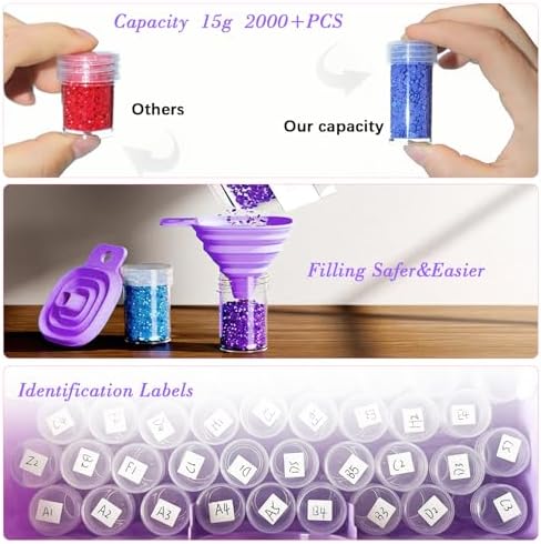 CXJINZE 115 Pcs Diamond Painting Tools Accessories Storage Kit, Purple