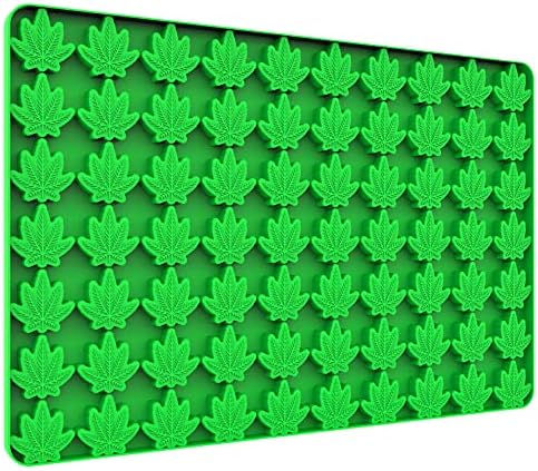 Leaf Silicone Molds For Chocolate Gummy Candy, Leaf Wax Melts Molds with Scraper (70 Cavities, Green)