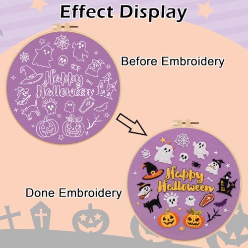 Louise Maelys Halloween Pumpkin & Ghost Embroidery Kit for Beginners