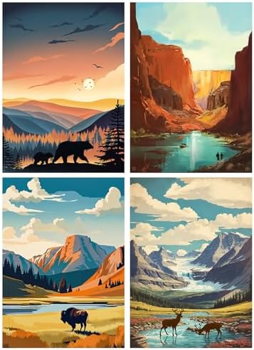 Yeaqee 4Pcs Diamond Art Kits for Adult Gem Painting Kit, National Park