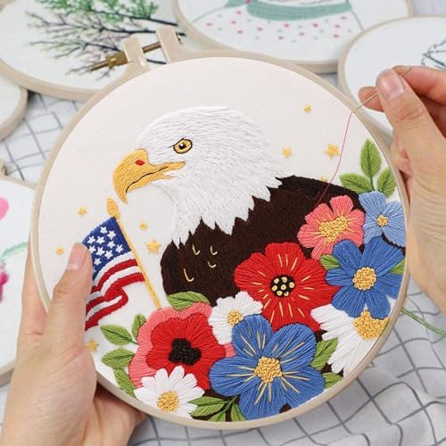 Louise Maelys Bald Eagle Embroidery Kits for Beginners DIY Arts Craft