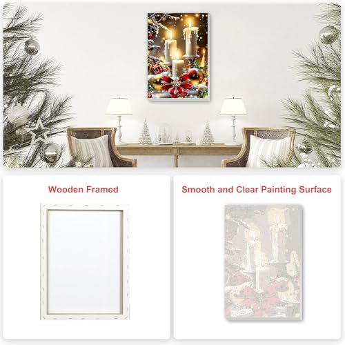 SENQAO Candles Paint by Numbers for Adults Beginners Framed, Christmas Adults' Paint-by-Number Kits, Adult Paint by Number Kits on Canvas, Acrylic Number Painting for Home Decor, 8x12inch