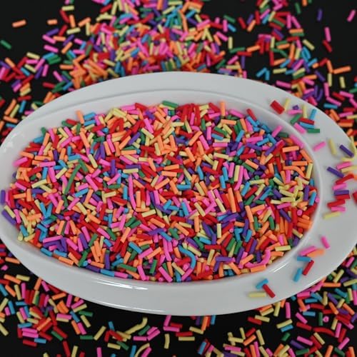 LIKETURE Fake Sprinkles 110G Non-edible Polymer Clay Sprinkles Fake Candy Sprinkles Slime Sprinkles Faux Sprinkles for Resin Slime Add Ins Plastic Sprinkle Nail Art Shaker Card Filler (Yellow)